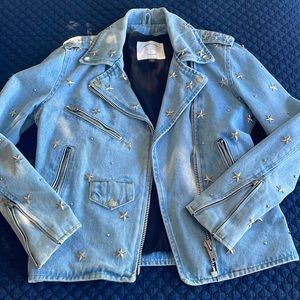 Understated Leather Free People Star Studded Denim Moto Jacket